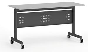 Mobilní stůl PRIMO MOBI, 140x60 cm, černá podnož, šedá