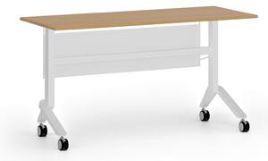 Mobilní stůl PRIMO MOVE, 140x60 cm, bílá podnož, buk