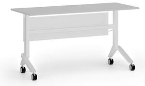 Mobilní stůl PRIMO MOVE, 140x60 cm, bílá podnož, šedá