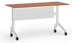 Mobilní stůl PRIMO MOVE, 1400 x 600 mm, bílá podnož, třešeň