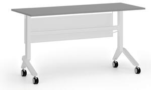 Mobilní stůl PRIMO MOVE, 140x60 cm, bílá podnož, grafit