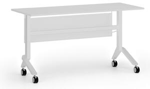 Mobilní stůl PRIMO MOVE, 1400 x 600 mm, bílá podnož, bílá