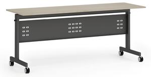 Mobilní stůl PRIMO MOBI, 180x60 cm, černá podnož, dub přírodní