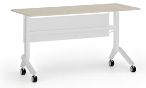 Mobilní stůl PRIMO MOVE, 1400 x 600 mm, bílá podnož, bříza