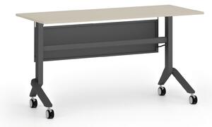 Mobilní stůl PRIMO MOVE, 1400 x 600 mm, černá podnož, bříza