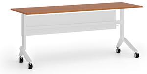 Mobilní stůl PRIMO MOVE, 1800 x 600 mm, bílá podnož, třešeň