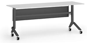 Mobilní stůl PRIMO MOVE, 180x60 cm, černá podnož, bílá