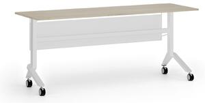Mobilní stůl PRIMO MOVE, 1800 x 600 mm, bílá podnož, dub přírodní