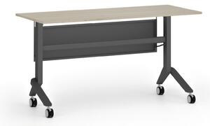 Mobilní stůl PRIMO MOVE, 140x60 cm, černá podnož, dub přírodní