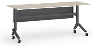 Mobilní stůl PRIMO MOVE, 1800 x 600 mm, černá podnož, bříza