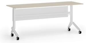 Mobilní stůl PRIMO MOVE, 1800 x 600 mm, bílá podnož, bříza