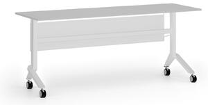 Mobilní stůl PRIMO MOVE, 180x60 cm, bílá podnož, šedá