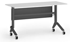 Mobilní stůl PRIMO MOVE, 1400 x 600 mm, černá podnož, bílá