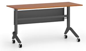 Mobilní stůl PRIMO MOVE, 1400 x 600 mm, černá podnož, třešeň