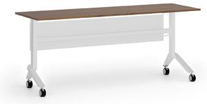 Mobilní stůl PRIMO MOVE, 1800 x 600 mm, bílá podnož, ořech