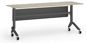 Mobilní stůl PRIMO MOVE, 180x60 cm, černá podnož, dub přírodní