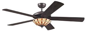 Stropní ventilátor Comet T s lampou Tiffany – Westinghouse Westinghouse, Comet T, Dřevo, Obývací pokoj, Dřevo, Moderní