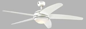 Stropní ventilátor s LED osvětlením Bendan, bílý, tichý – Westinghouse Westinghouse, Bendan, stmívatelné, Bílá, Obývací pokoj, Dřevo, Moderní