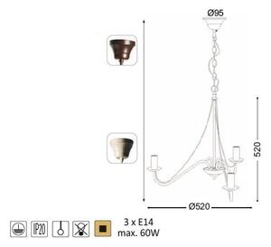 ACA DECOR Závěsný lustr PALMYRA max. 3x60W/E14/230V/IP20