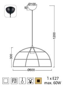 ACA DECOR Závěsné svítidlo PROMETHEUS , průměr 60 cm