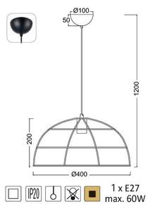 ACA DECOR Závěsné svítidlo PROMETHEUS, průměr 40 cm, OD543