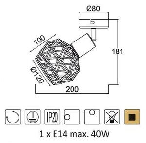 ACA DECOR Přisazené bodové svítidlo ALADDIN max. 40W/E14/230V/IP20, barva mědi