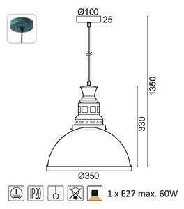 ACA DECOR Závěsné svítidlo NEVADA, průměr 35 cm