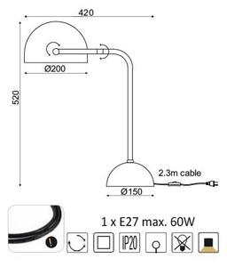 ACA DECOR Stolní lampička OCEANUS max. 60W/E27/230V/IP20