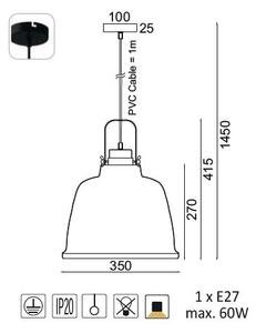 ACA DECOR Závěsné svítidlo ERNEST, průměr 35 cm