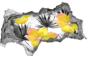Nálepka 3D díra beton Tropické květiny nd-b-112718901