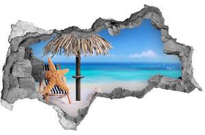 Díra 3D ve zdi na stěnu Prázdniny na pláži nd-b-113464615
