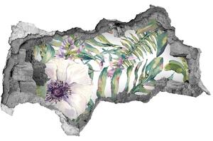 Nálepka 3D díra na zeď Kapradina a květiny nd-b-115513944