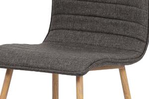 Jídelní židle, potah coffee látka, kovová 4nohá podnož, 3D dekor dub HC-368 COF2