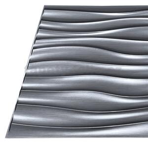 Obkladové panely 3D PVC D105S WELLE stříbrné, cena za kus, rozměr 500 x 500 mm, , IMPOL TRADE