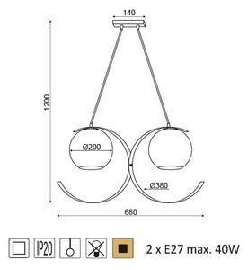 ACA DECOR Závěsné svítidlo IPARELLE max. 2x40W/E27/230V/IP20