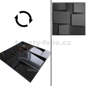 Obkladové panely 3D PVC TETRIS černý D098B, cena za kus, rozměr 500 x 500 mm, , IMPOL TRADE
