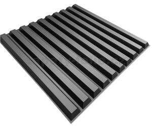 Obkladové panely 3D PVC SLATS černý D167B, cena za kus, rozměr 500 x 500 mm, , IMPOL TRADE