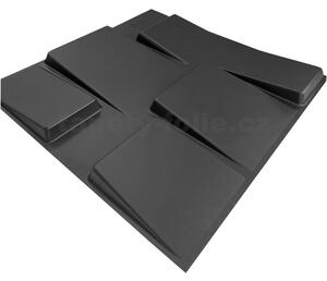 Obkladové panely 3D PVC TETRIS černý D098B, cena za kus, rozměr 500 x 500 mm, , IMPOL TRADE