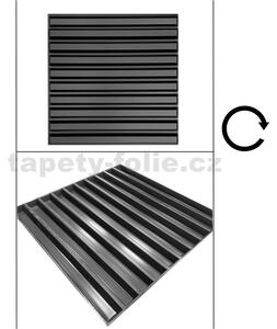 Obkladové panely 3D PVC SLATS černý D167B, cena za kus, rozměr 500 x 500 mm, , IMPOL TRADE