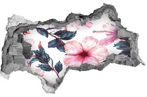 Nálepka 3D díra na zeď Květy ibišku nd-b-120179468