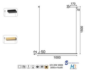 ACA DECOR LED závěsné svítidlo ATLANTIS 20W/230V/3000K/1600Lm/180°/IP20, Flicker free