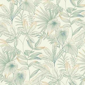 RASCH | Vliesová tapeta na zeď Country Charme 580914 | 0,53 x 10,05 m | bílá, zelená