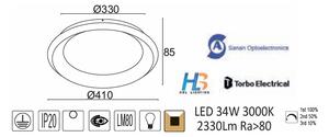ACA DECOR LED stropní svítidlo DIANA, bílá, průměr 41 cm