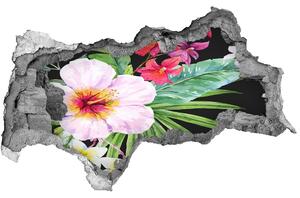 Nálepka 3D díra na zeď Hawajské květiny nd-b-124413381