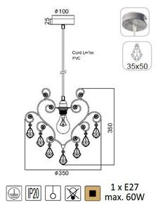 ACA DECOR Závěsné svítidlo ZIZI max. 60W/E27/230V/IP20