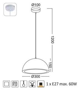 ACA DECOR Závěsné svítidlo MALIBU max. 60W/E27/230V/IP20, průměr 30cm