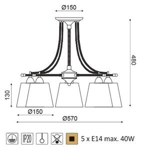 ACA DECOR Závěsné lanové svítidlo GAVDOS max. 5x40W/E14/230V/IP20