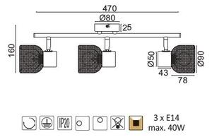 ACA DECOR Přisazené bodové svítidlo MARACU max. 3x40W/E14/230V/IP20