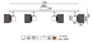 ACA DECOR Přisazené bodové svítidlo MARACU max. 4x40W/E14/230V/IP20
