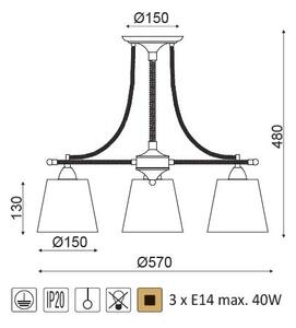 ACA DECOR Závěsné lanové svítidlo GAVDOS max. 3x40W/E14/230V/IP20